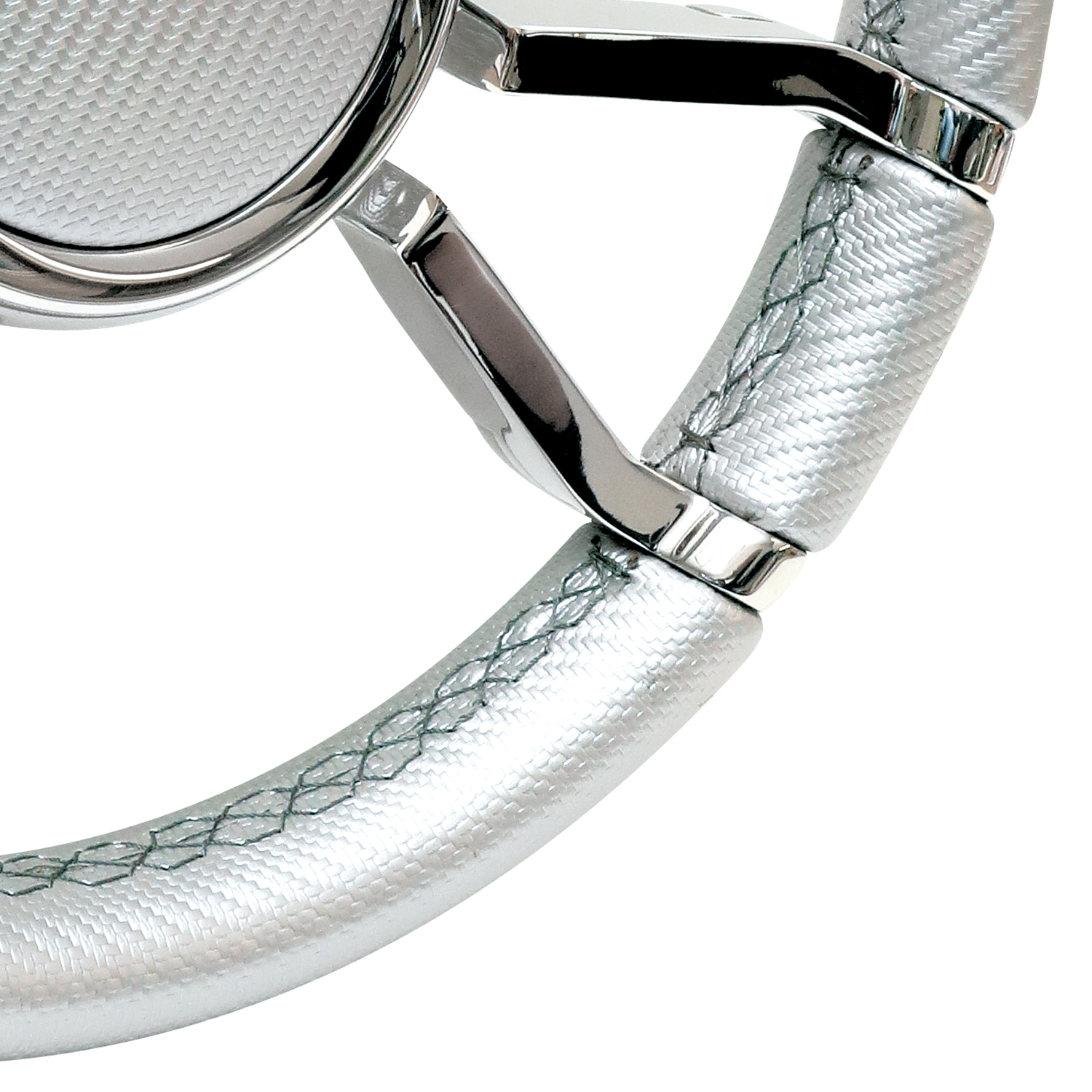 Silver carbon fiber covered Livorsi Apex wheel with polished stainless spokes – LSWL090500SXL09100 Product Image 2