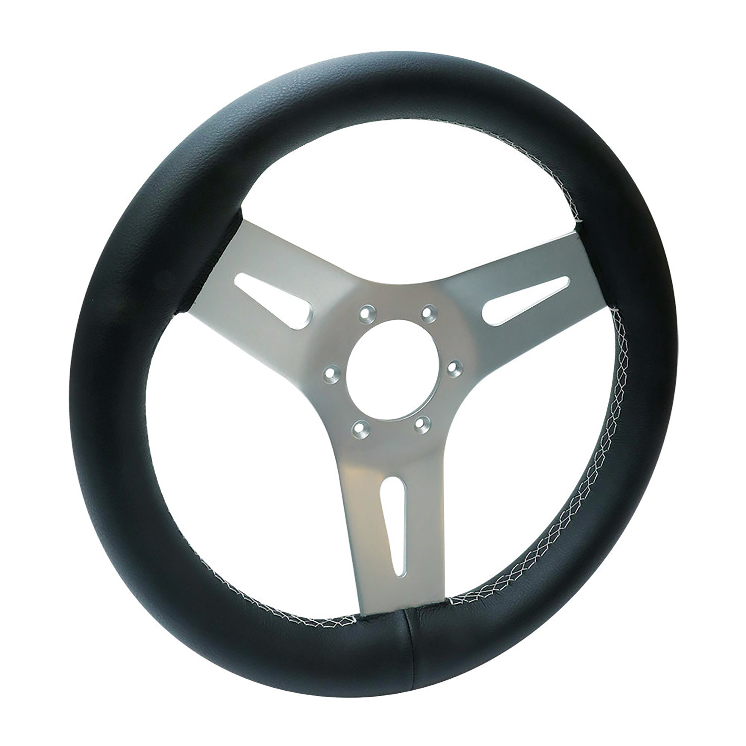 Livorsi Mega Grip steering wheel platinum stitching – MGWALWBKPL Product Image 1