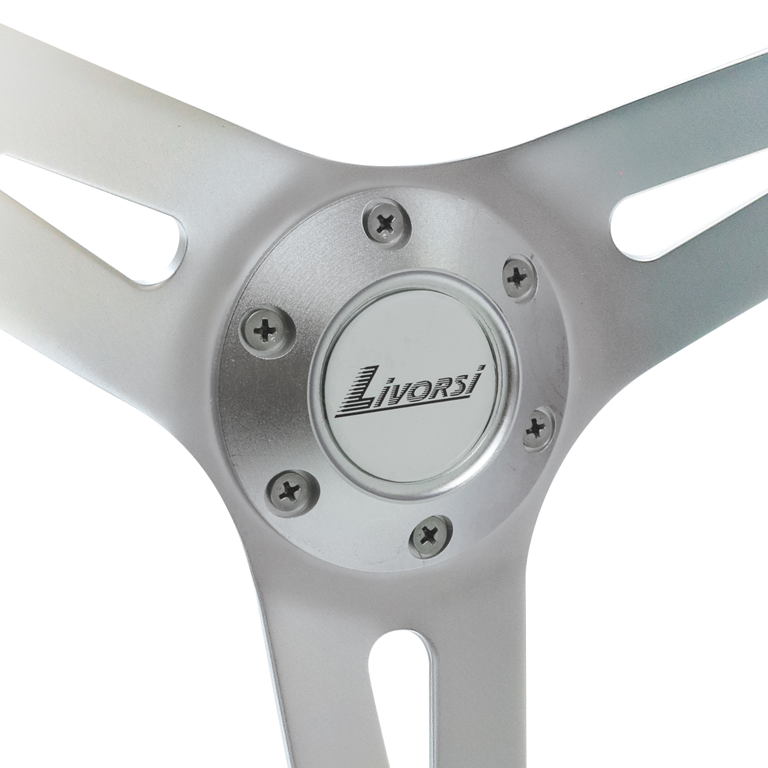 Billet steering wheel center cap – SWLOGOPLTAN-ANGLED-LMI Product Image 1